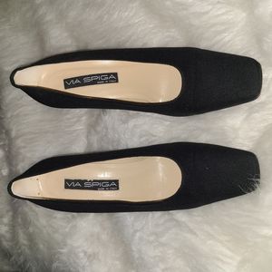 Via Spiga Size 9.5 Black Fabric Bell BlockHeels